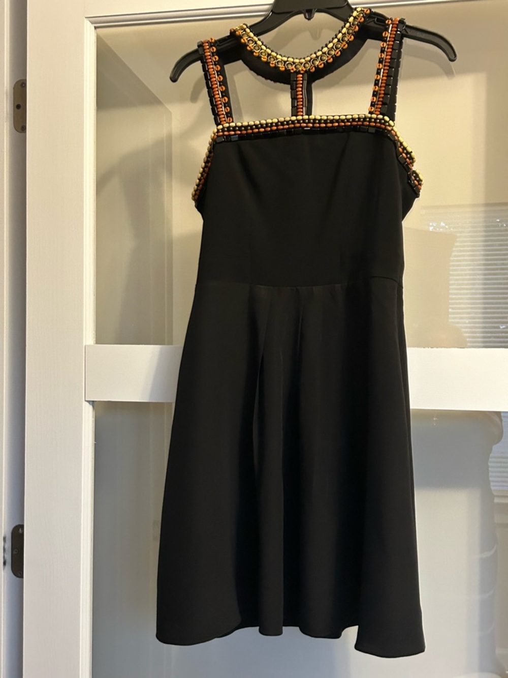 Cynthia Steffe Black Mini Dress with Gold and Copper Bead Trim